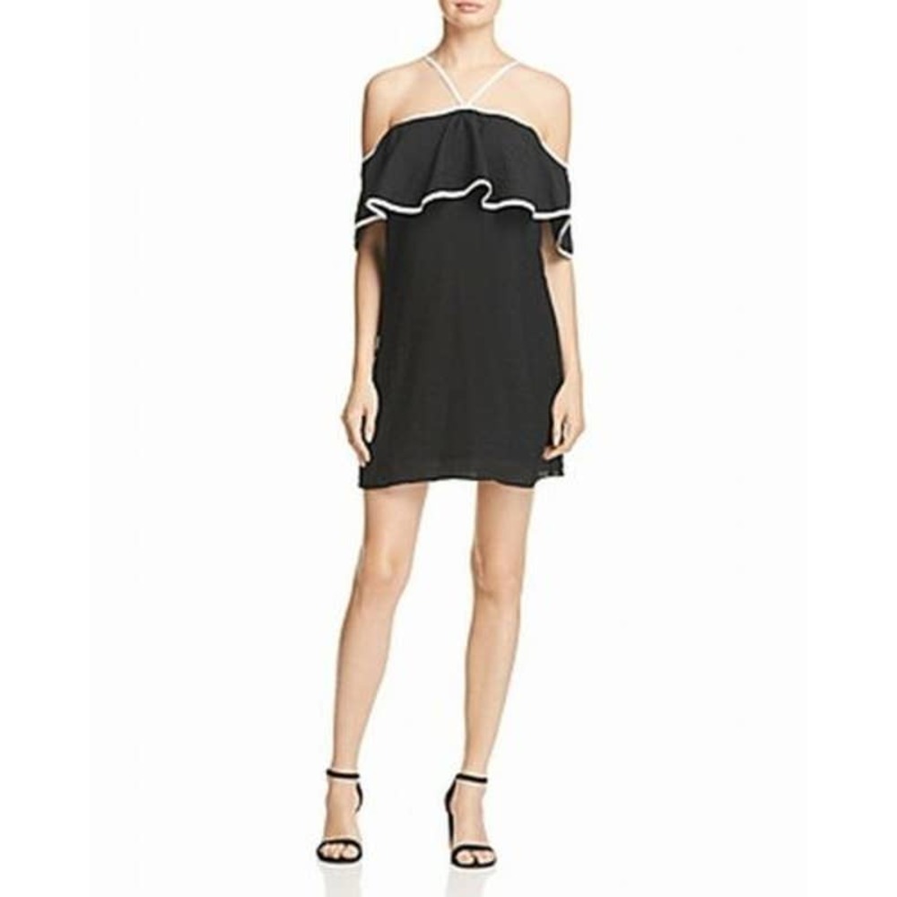 NEW Redhaute Black Cold Shoulder Ruffle Sheath Black Dress Women's Size Small